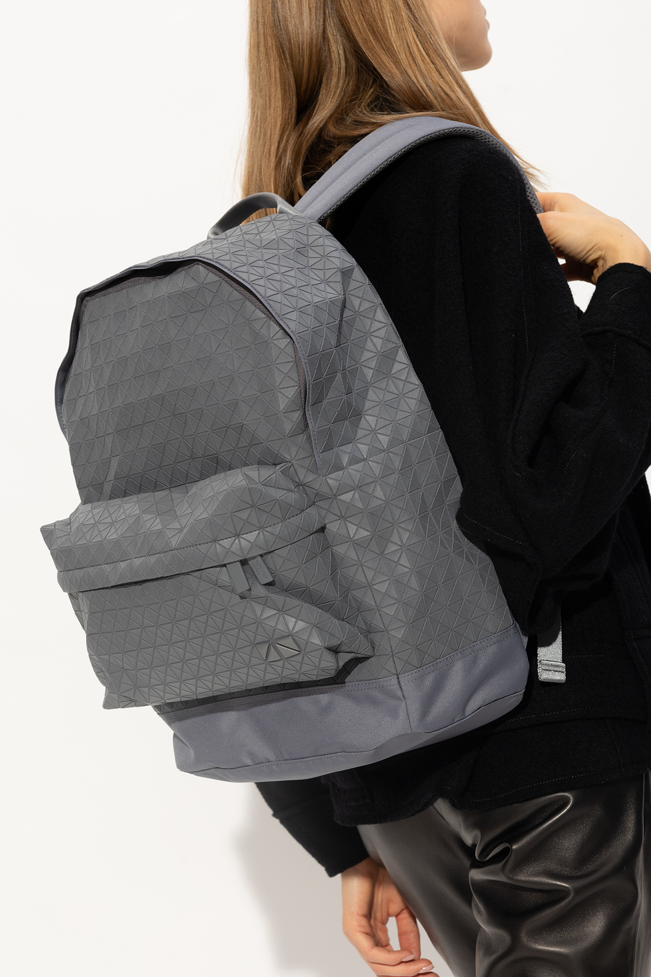 Grey Backpack with geometrical pattern Bao Bao Issey Miyake